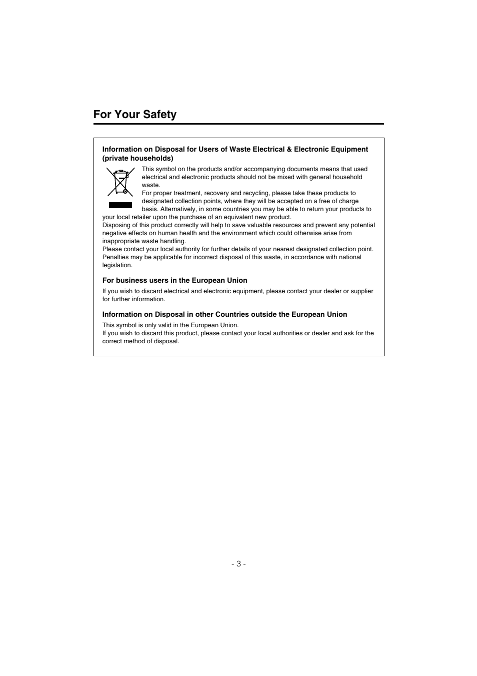 For your safety | Panasonic AK-HC910L User Manual | Page 3 / 32