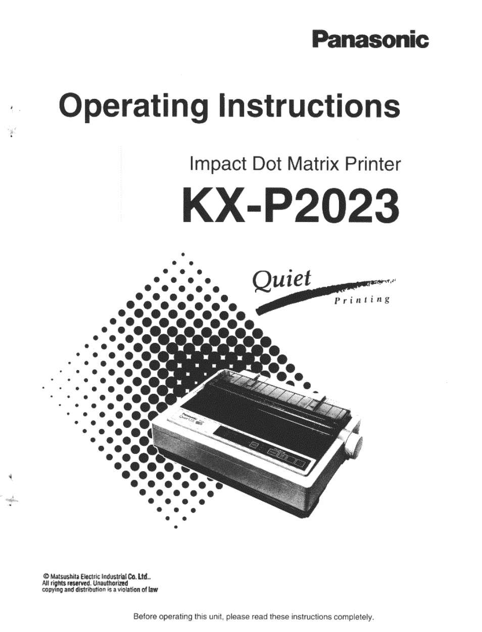 Panasonic KX-P2023 User Manual | 88 pages