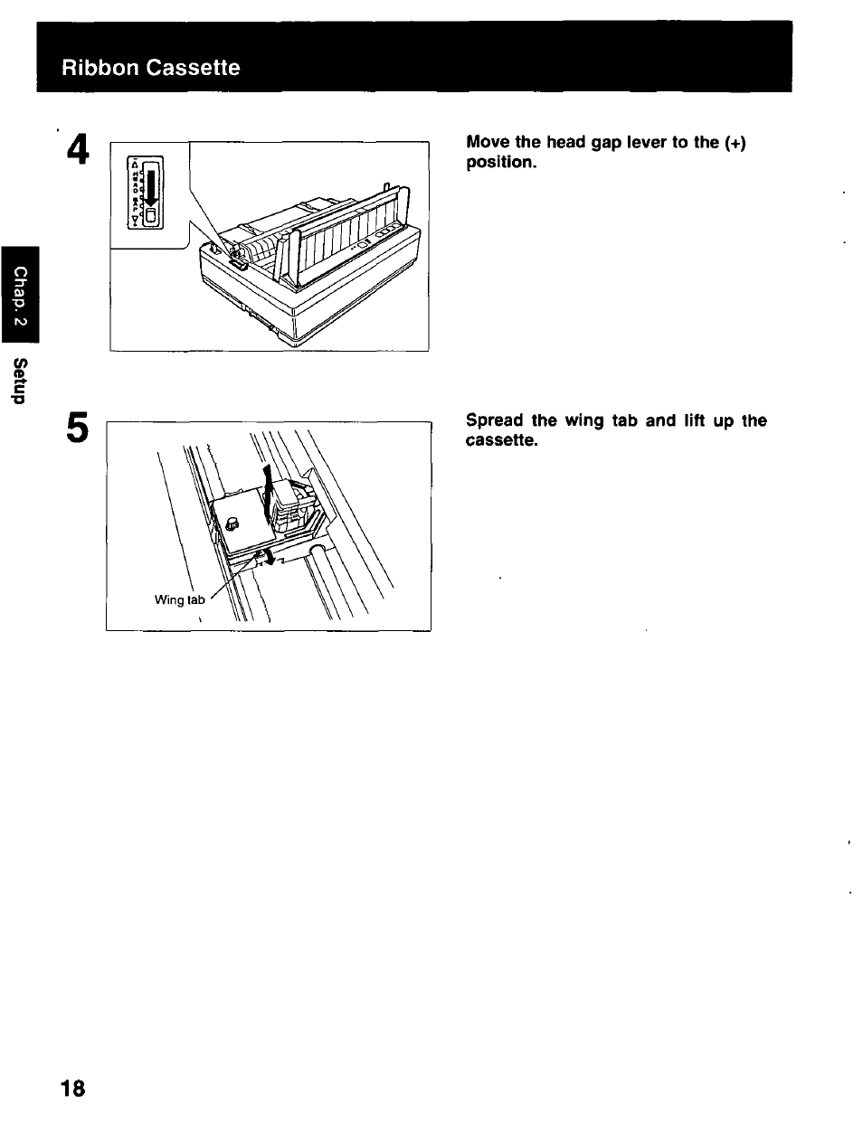 Ribbon cassette | Panasonic KX-P2023 User Manual | Page 18 / 88