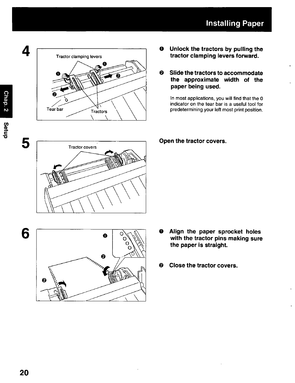 Installing paper | Panasonic KX-P2023 User Manual | Page 20 / 88