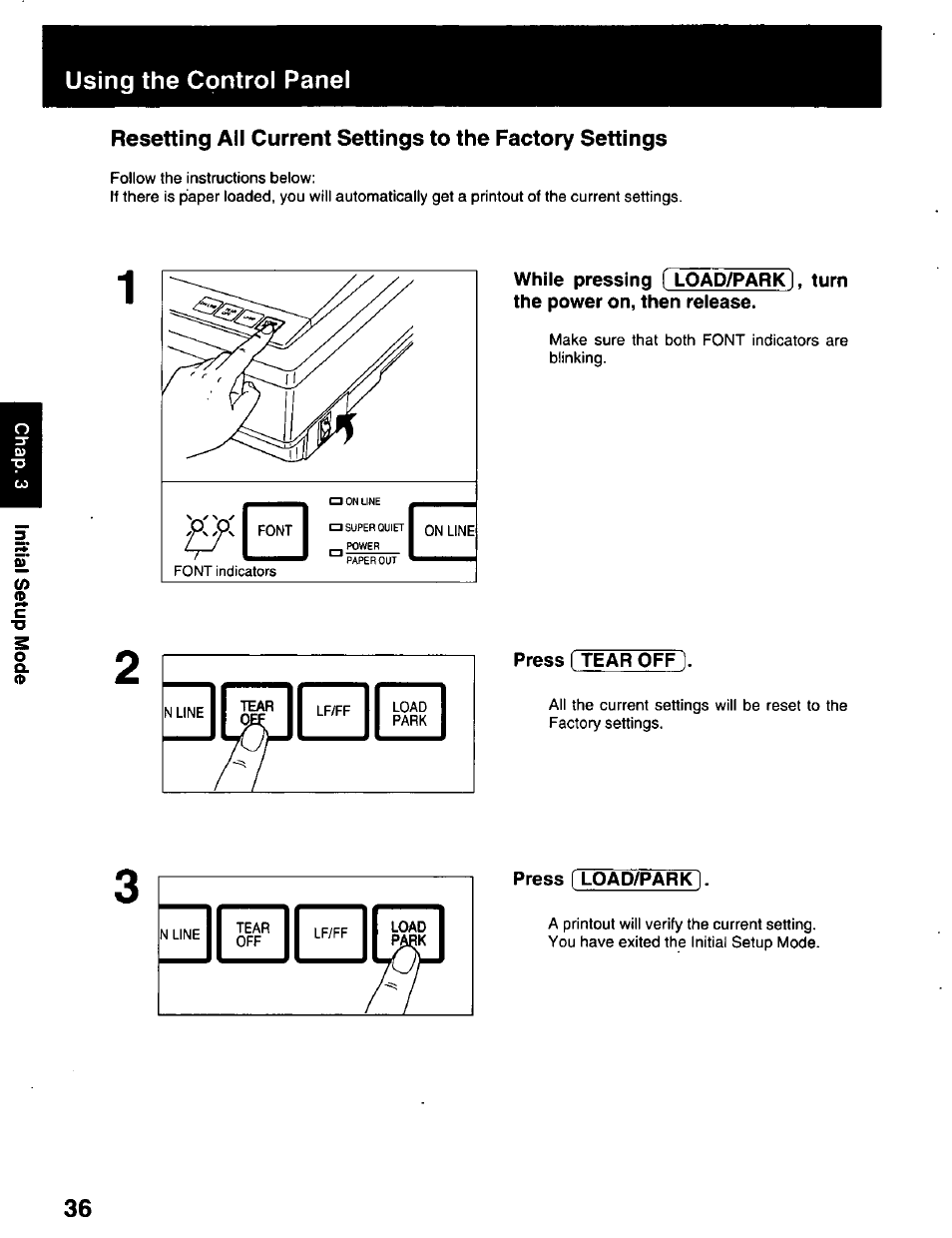 Using the control panel | Panasonic KX-P2023 User Manual | Page 36 / 88