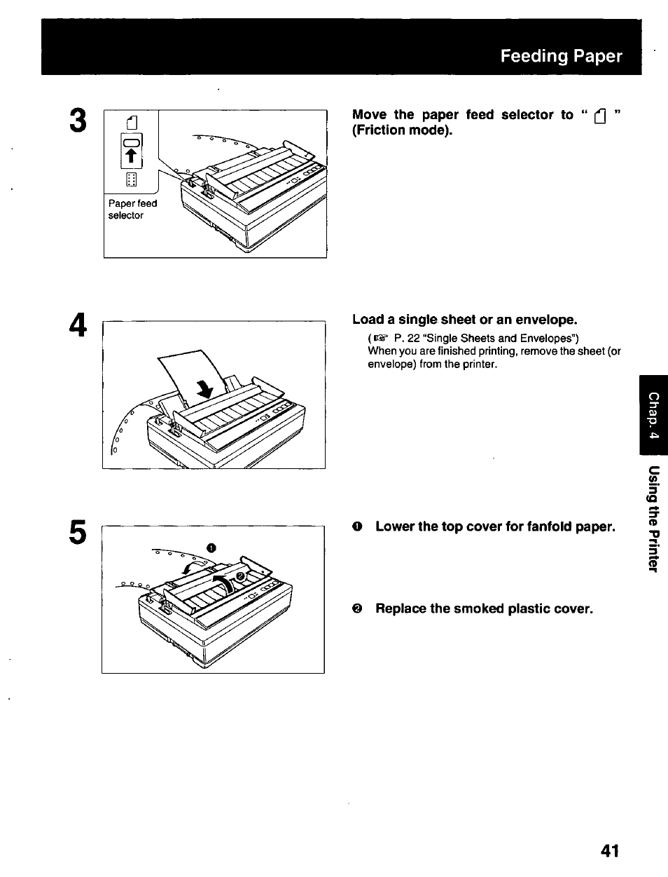 Feeding paper | Panasonic KX-P2023 User Manual | Page 41 / 88