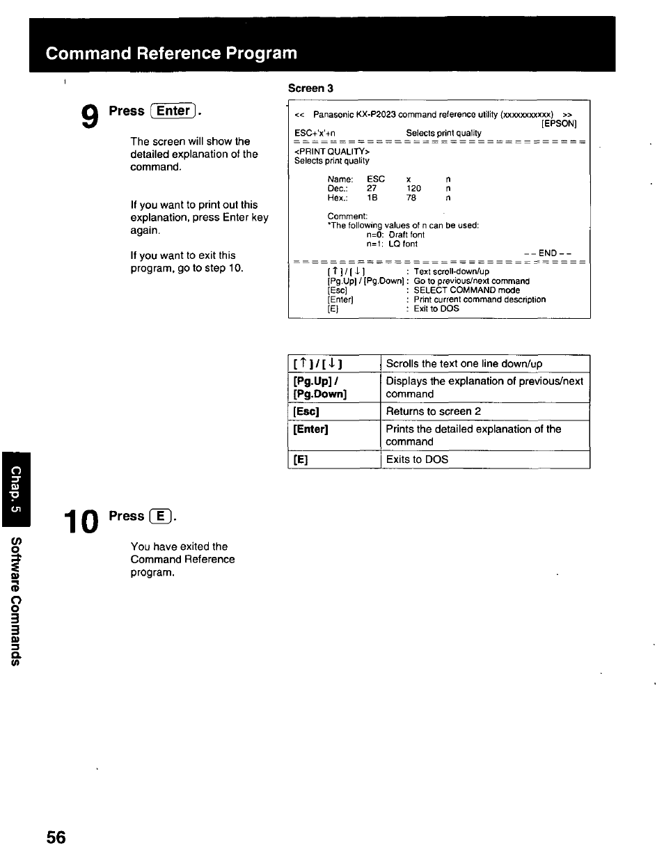 Command reference program | Panasonic KX-P2023 User Manual | Page 56 / 88