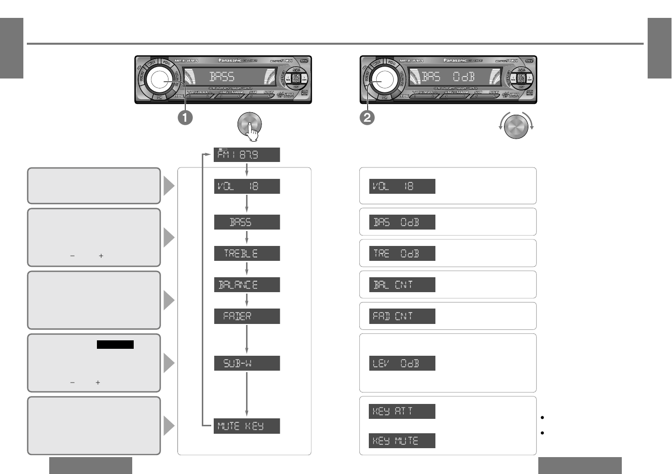 Audio settings | Panasonic CQ-DF203U User Manual | Page 14 / 25