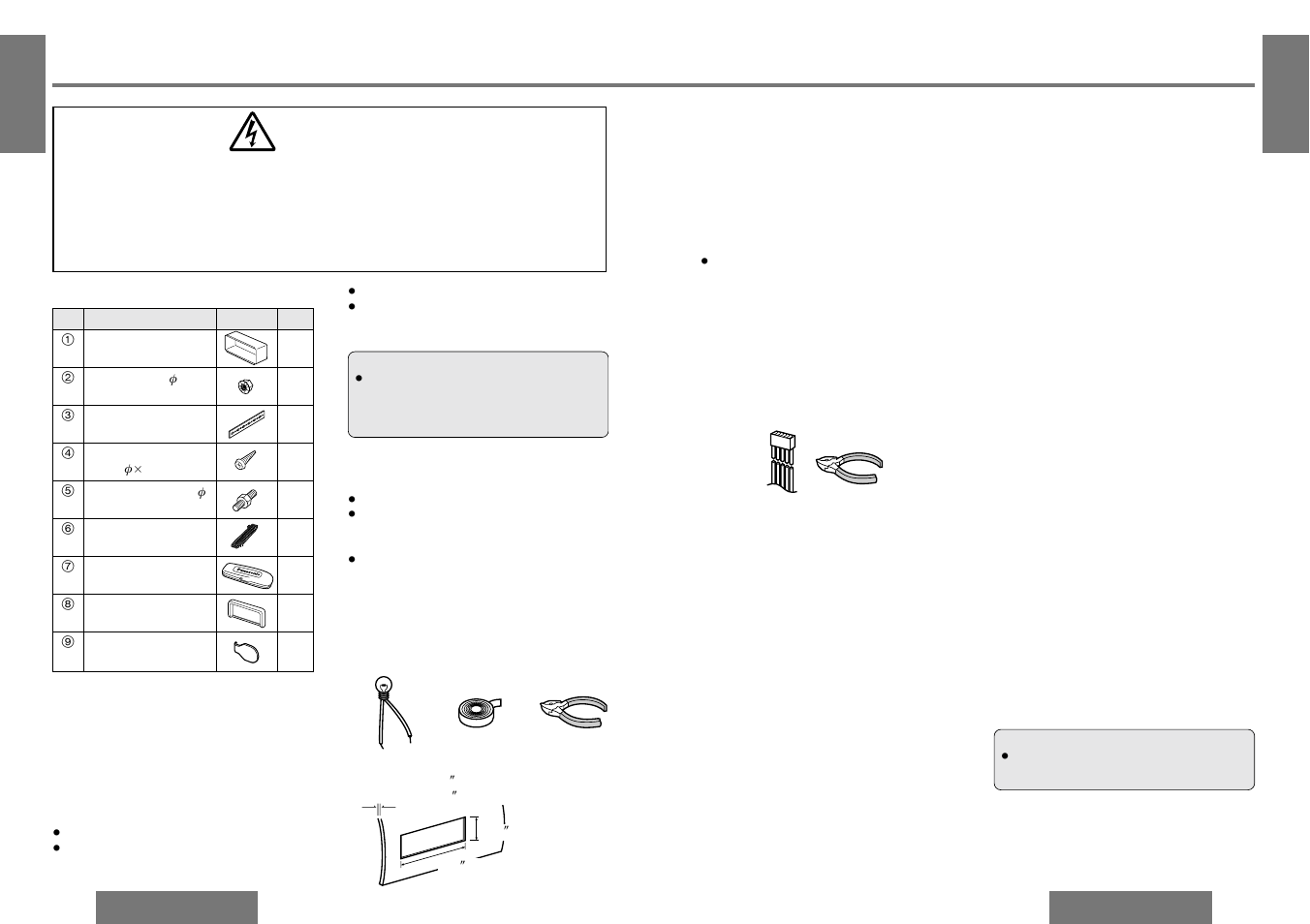 Installation guide, Warning | Panasonic CQ-DF203U User Manual | Page 20 / 25