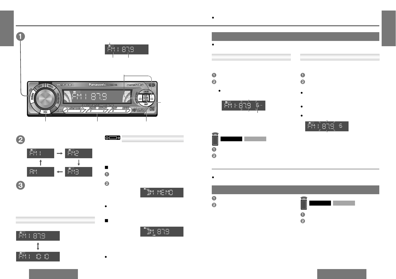 Radio, Preset station setting preset station calling, Band | Radio mode, Tuning | Panasonic CQ-DF203U User Manual | Page 8 / 25