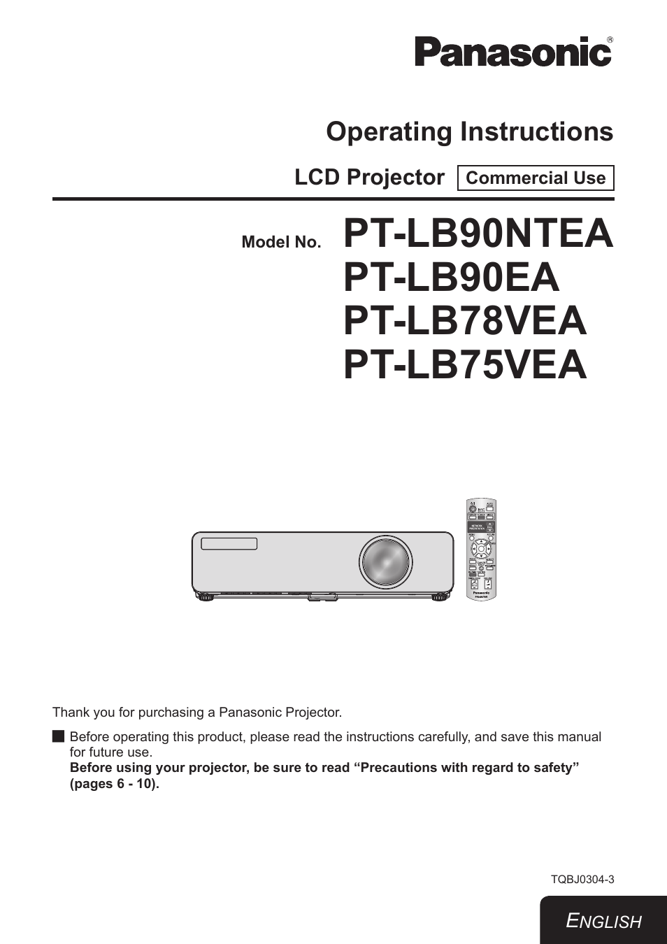Panasonic TQBJ0303-1 User Manual | 58 pages