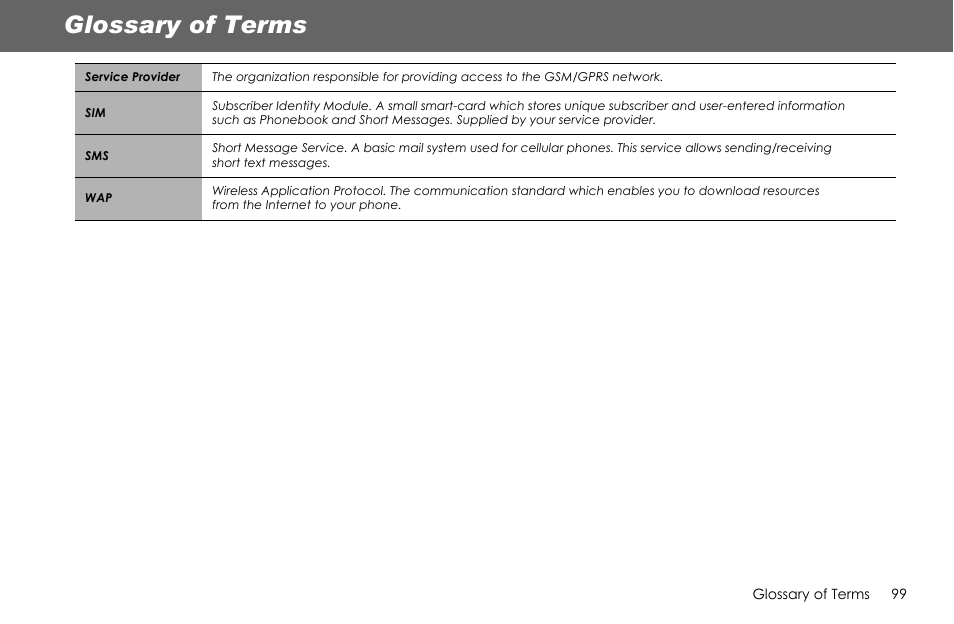 Glossary of terms | Panasonic G70 User Manual | Page 102 / 109