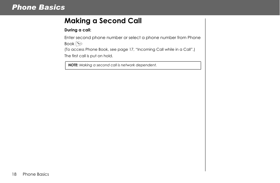 Phone basics making a second call | Panasonic G70 User Manual | Page 21 / 109
