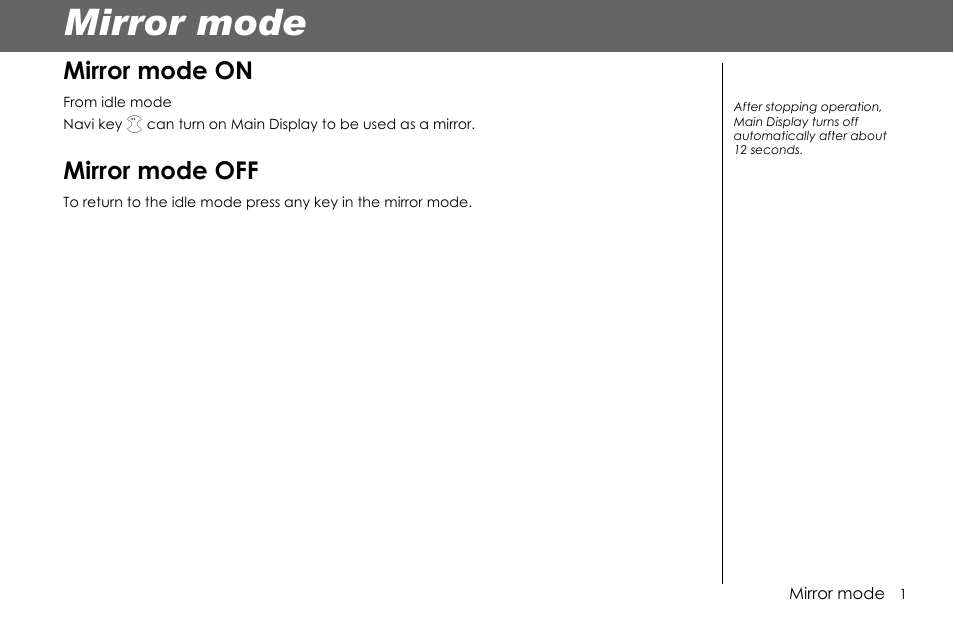 Mirror mode, Mirror mode on, Mirror mode off | Panasonic G70 User Manual | Page 4 / 109