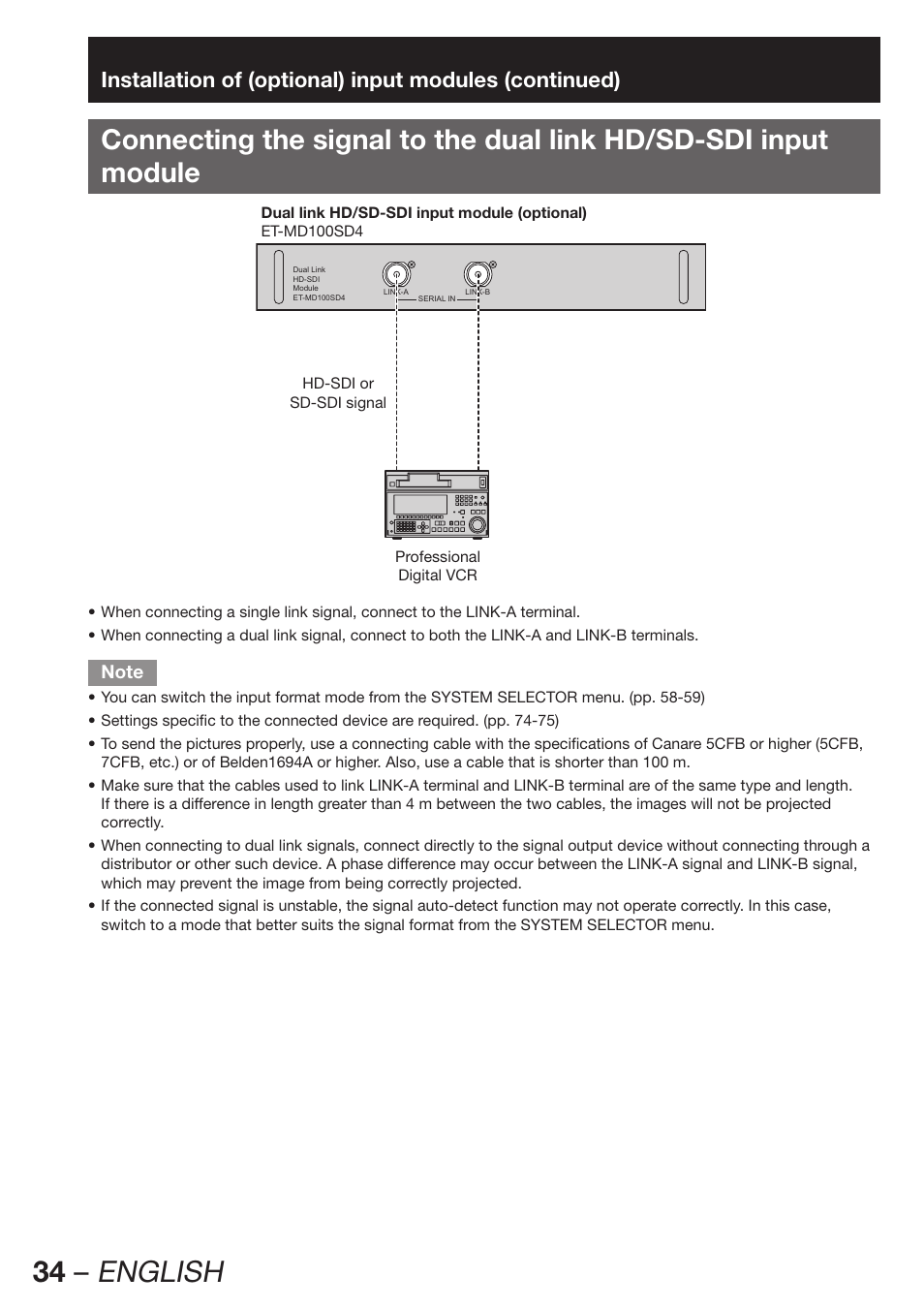 34 – english | Panasonic PT-D12000U User Manual | Page 34 / 138