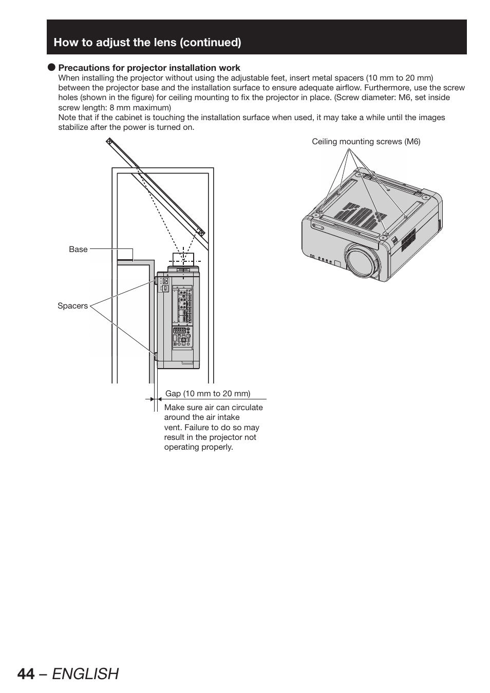 44 – english | Panasonic PT-D12000U User Manual | Page 44 / 138