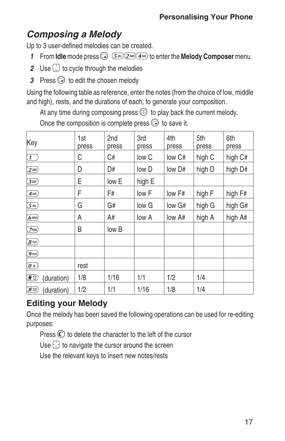 Composing a melody | Panasonic EB-GD93 User Manual | Page 21 / 68