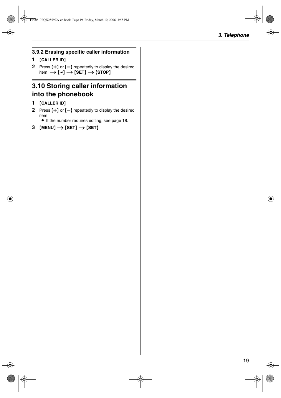 10 storing caller information into the phonebook, Storing caller information into the, Phonebook | 10 storing caller information into the phonebook | Panasonic KX-FP205 User Manual | Page 19 / 56