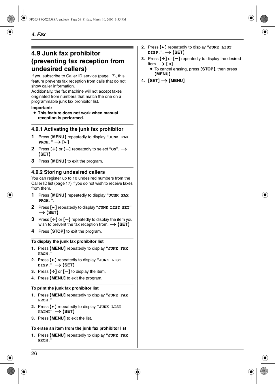 Panasonic KX-FP205 User Manual | Page 26 / 56