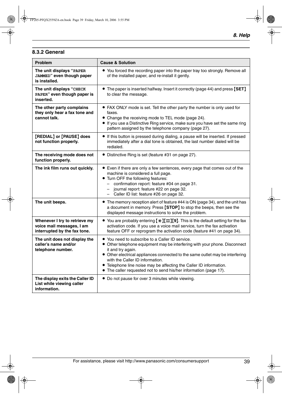 Panasonic KX-FP205 User Manual | Page 39 / 56