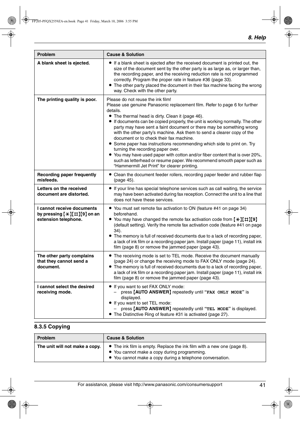 Panasonic KX-FP205 User Manual | Page 41 / 56