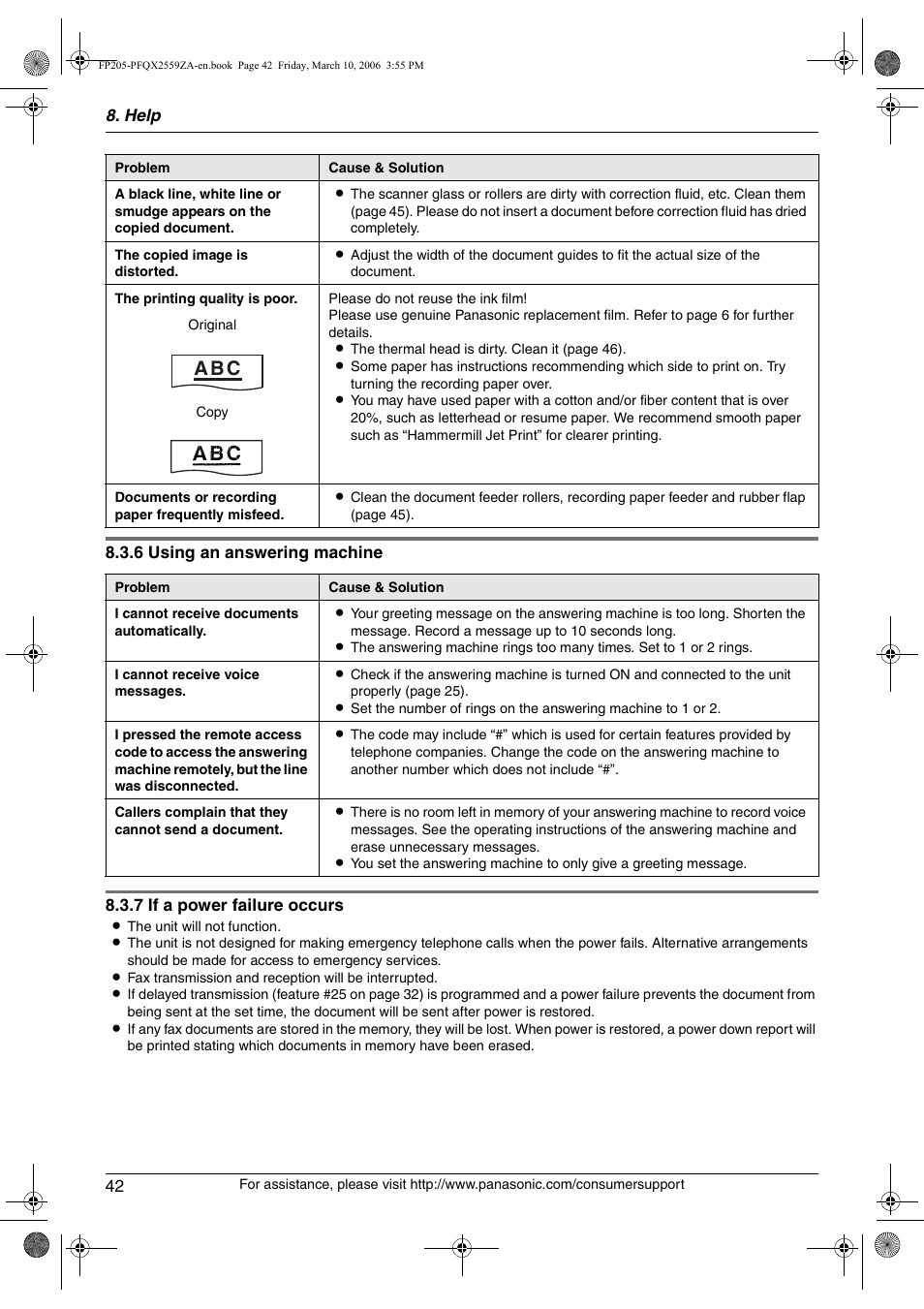 A b c | Panasonic KX-FP205 User Manual | Page 42 / 56