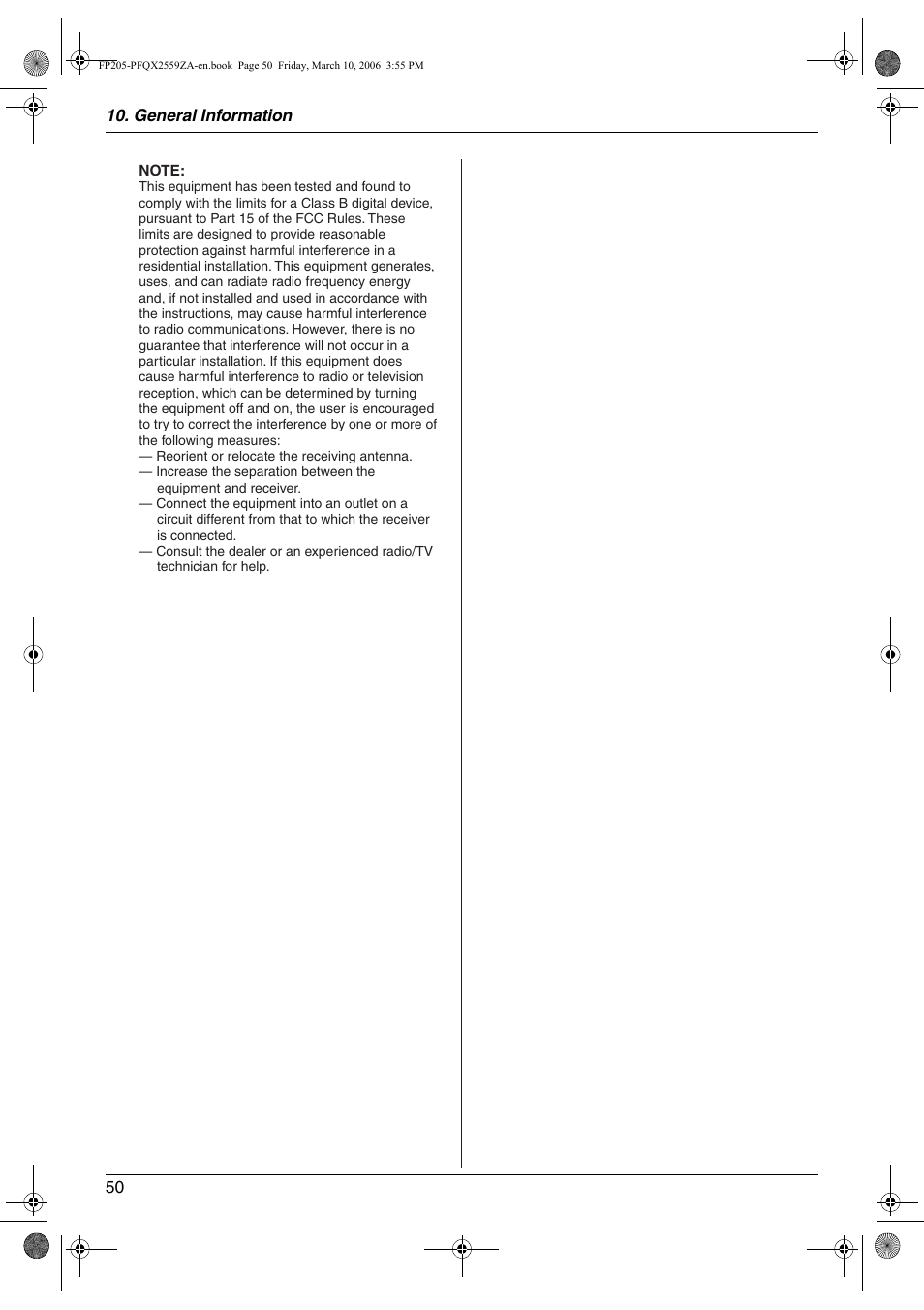 Panasonic KX-FP205 User Manual | Page 50 / 56