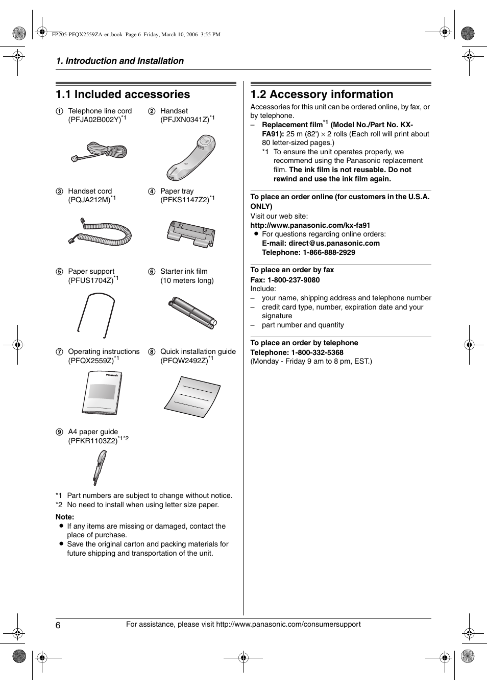 Panasonic KX-FP205 User Manual | Page 6 / 56