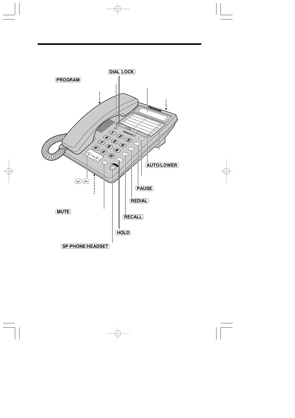 Location of controls, Button (p. 23) volume, Buttons (p. 14) ringer selector (p. 11) | Button (p. 9, 16), Button (p. 21), Button (p. 25), Button (p. 16, 19), Button (p. 9, 21), Recall), Program) | Panasonic KX-T2375ALW User Manual | Page 4 / 36