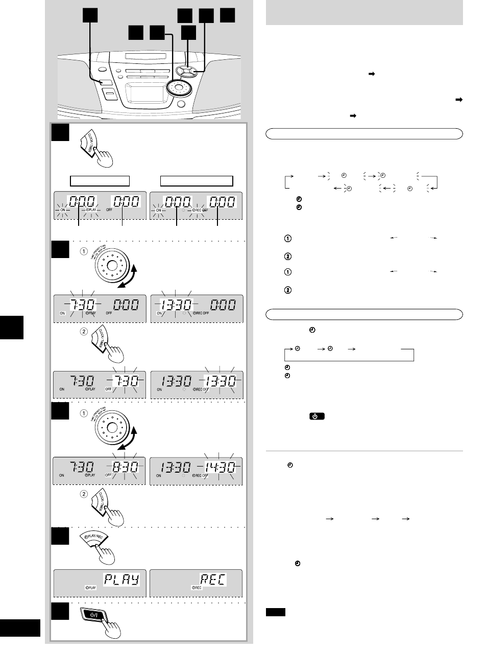Timer, The play and record timer | Panasonic RX-ES20 User Manual | Page 18 / 20