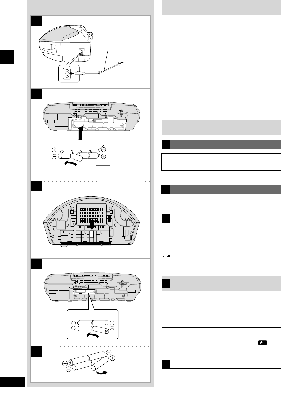 Use of batteries, Power sources, Memory batteries | Ab d | Panasonic RX-ES20 User Manual | Page 4 / 20