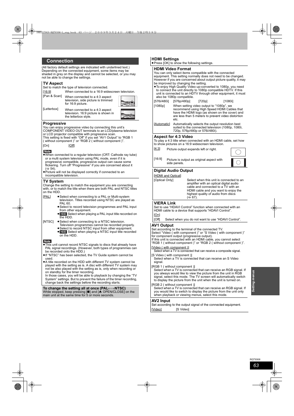 Connection | Panasonic DMR-EX79 User Manual | Page 63 / 84