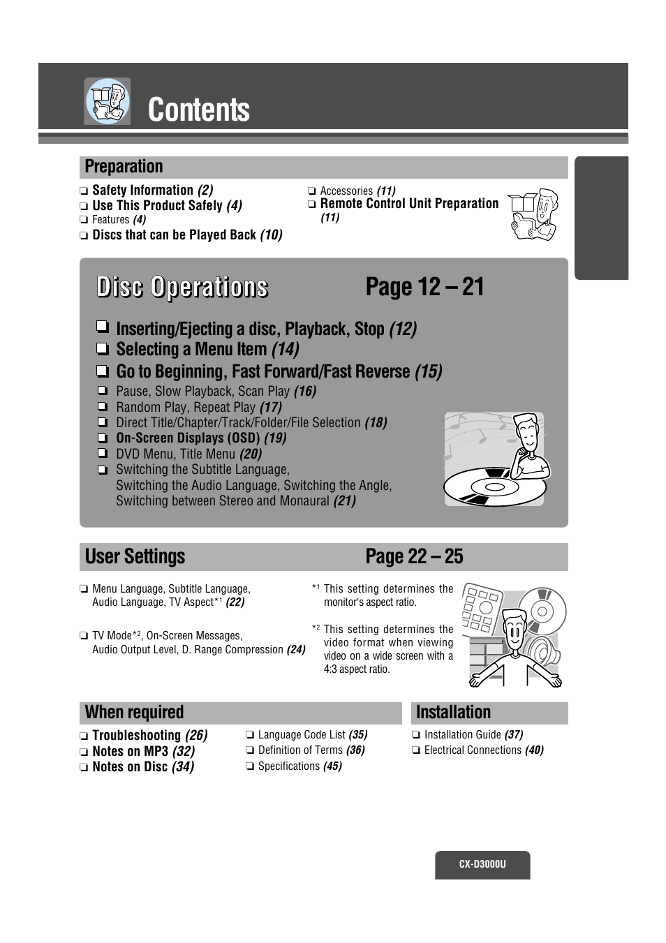 Panasonic CX-D3000U User Manual | Page 4 / 50