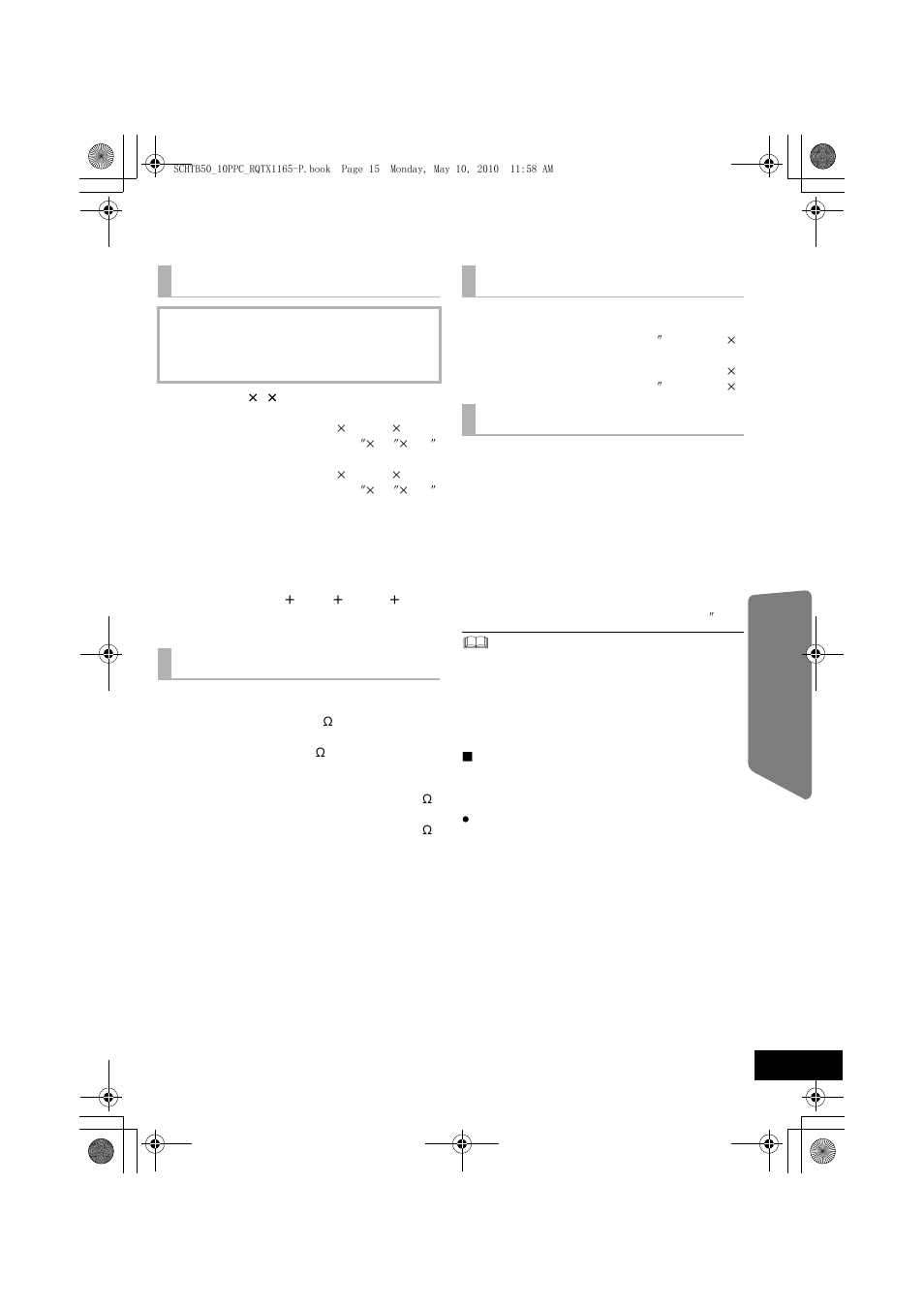 Specifications, Audio information, General | Operating instructions | Panasonic RQTX1165-1P User Manual | Page 15 / 28