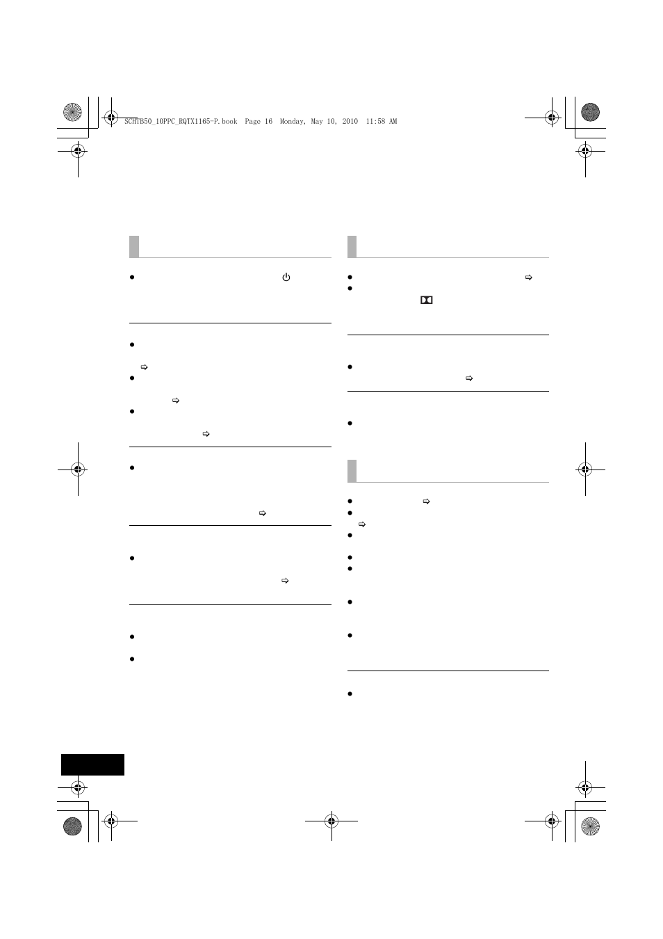Troubleshooting, General operation power sound | Panasonic RQTX1165-1P User Manual | Page 16 / 28