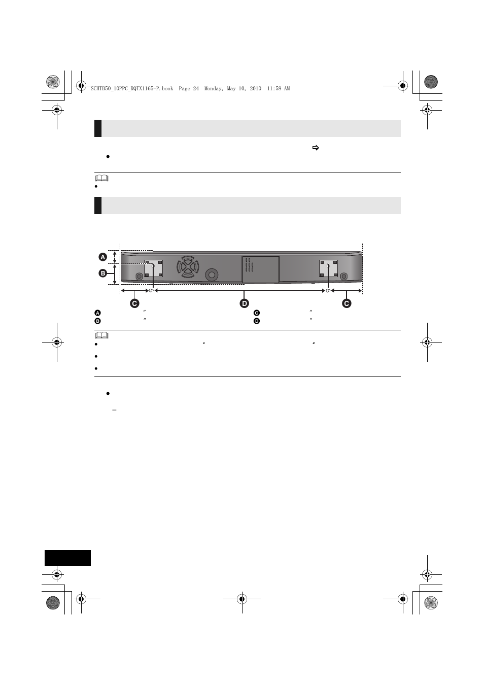 Connections, Placement, Connections placement | Panasonic RQTX1165-1P User Manual | Page 24 / 28