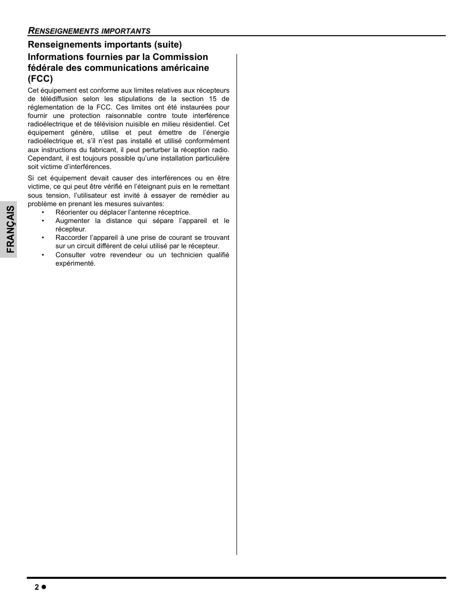 Français | Panasonic CT-26WC15 User Manual | Page 32 / 64