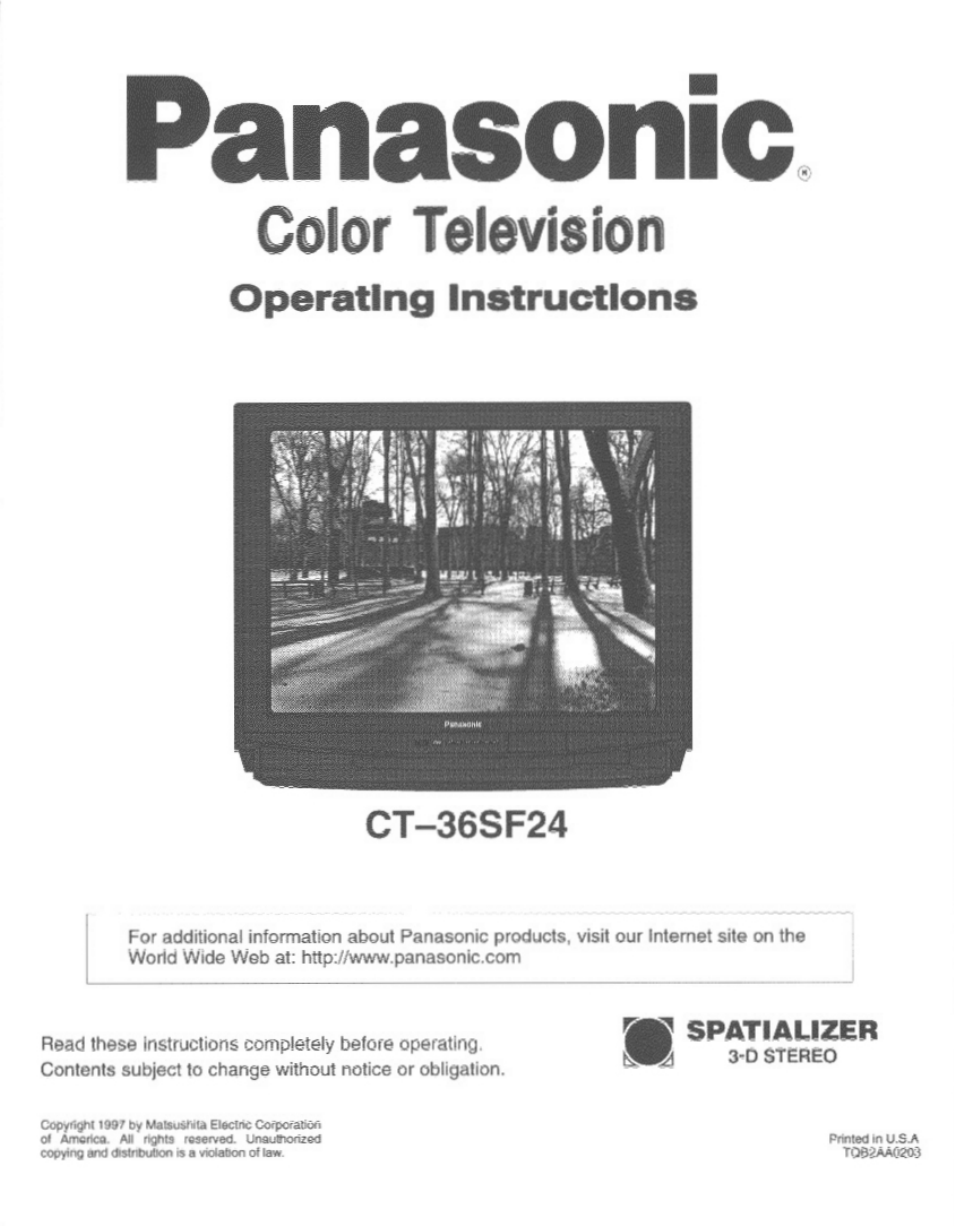 Panasonic CT-36SF24 User Manual | 36 pages