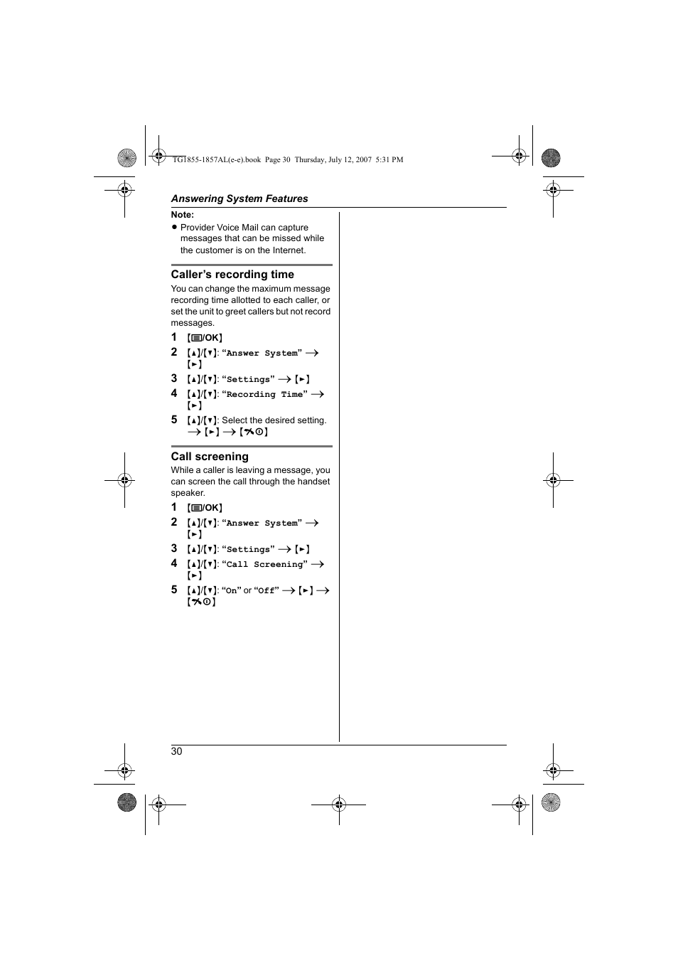 Panasonic KX-TG1855AL User Manual | Page 30 / 44