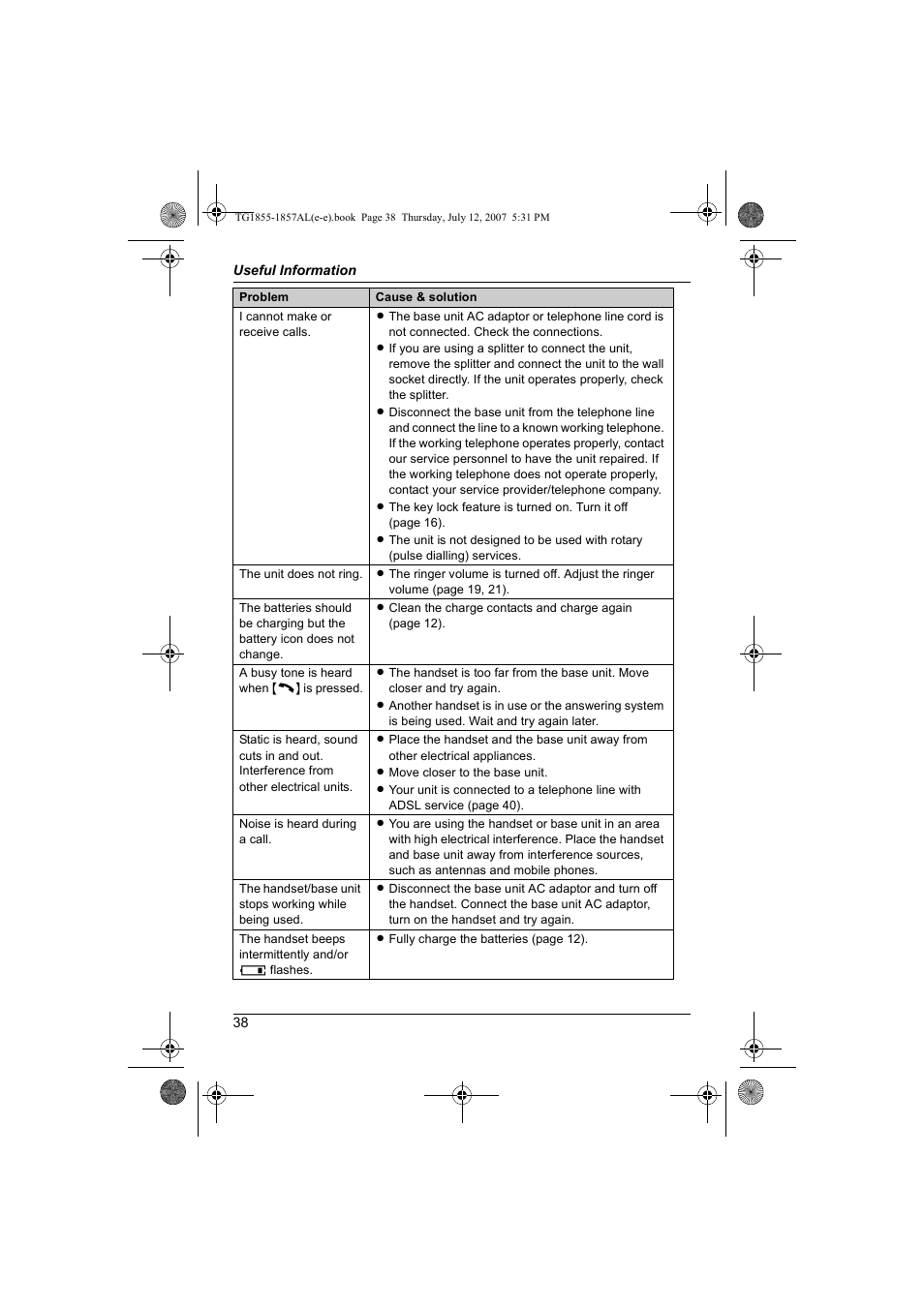 Panasonic KX-TG1855AL User Manual | Page 38 / 44