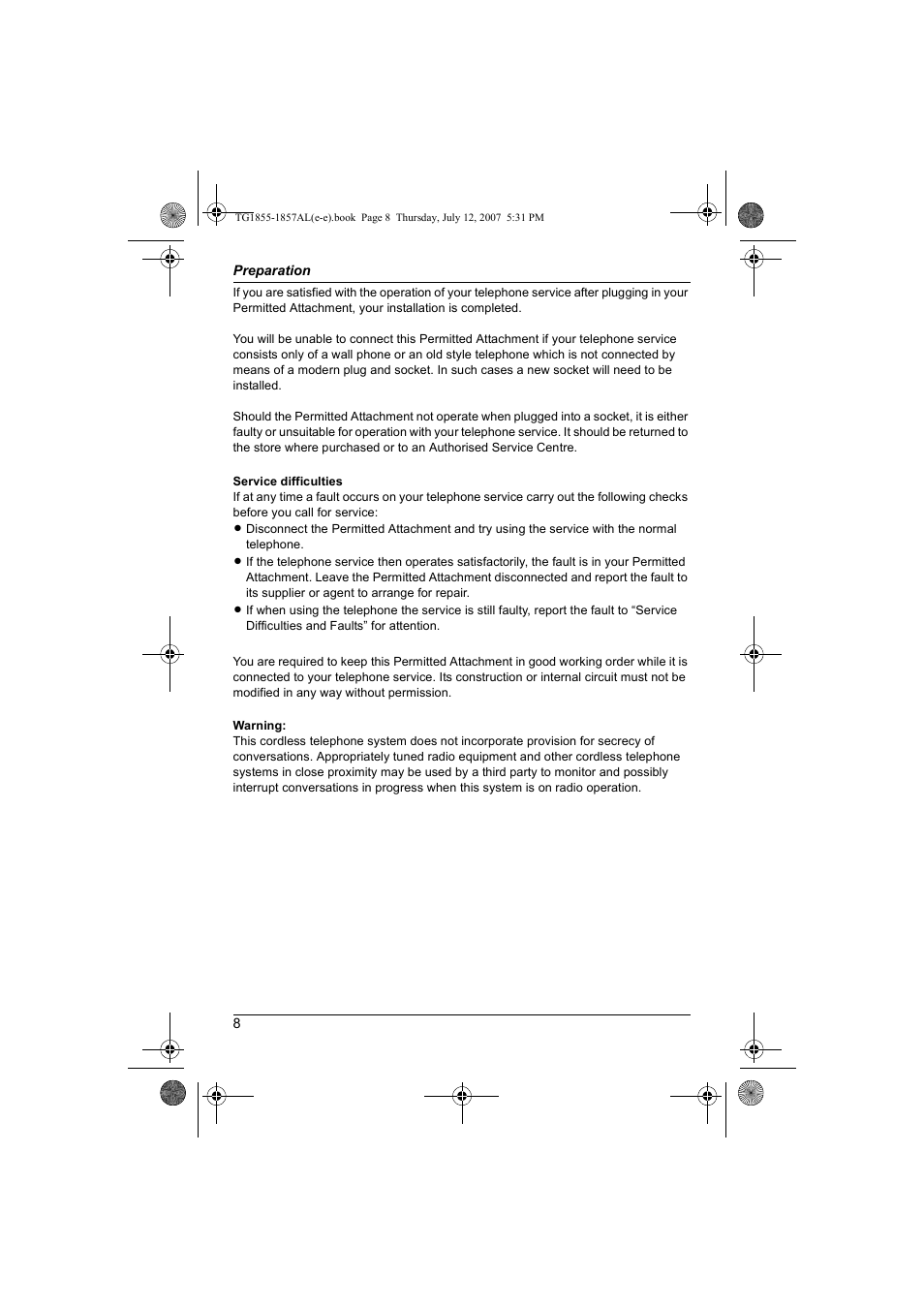 Panasonic KX-TG1855AL User Manual | Page 8 / 44