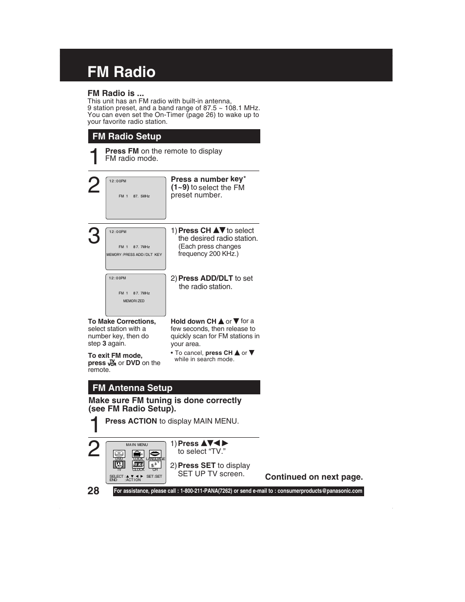 Fm radio | Panasonic PV-DM2792 User Manual | Page 28 / 75