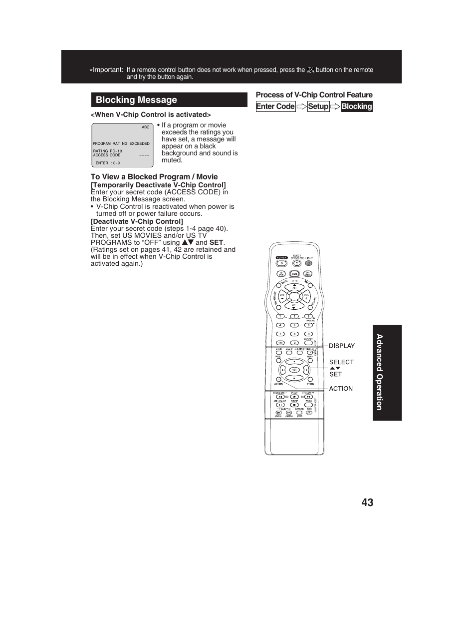 Blocking message | Panasonic PV-DM2792 User Manual | Page 43 / 75