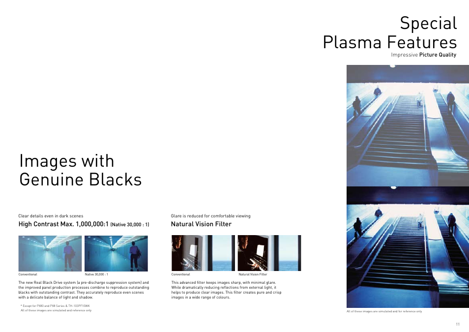 Superb moving picture resolution, Images with genuine blacks, Special plasma features | Panasonic Viera TY-WK42PR4W User Manual | Page 11 / 52