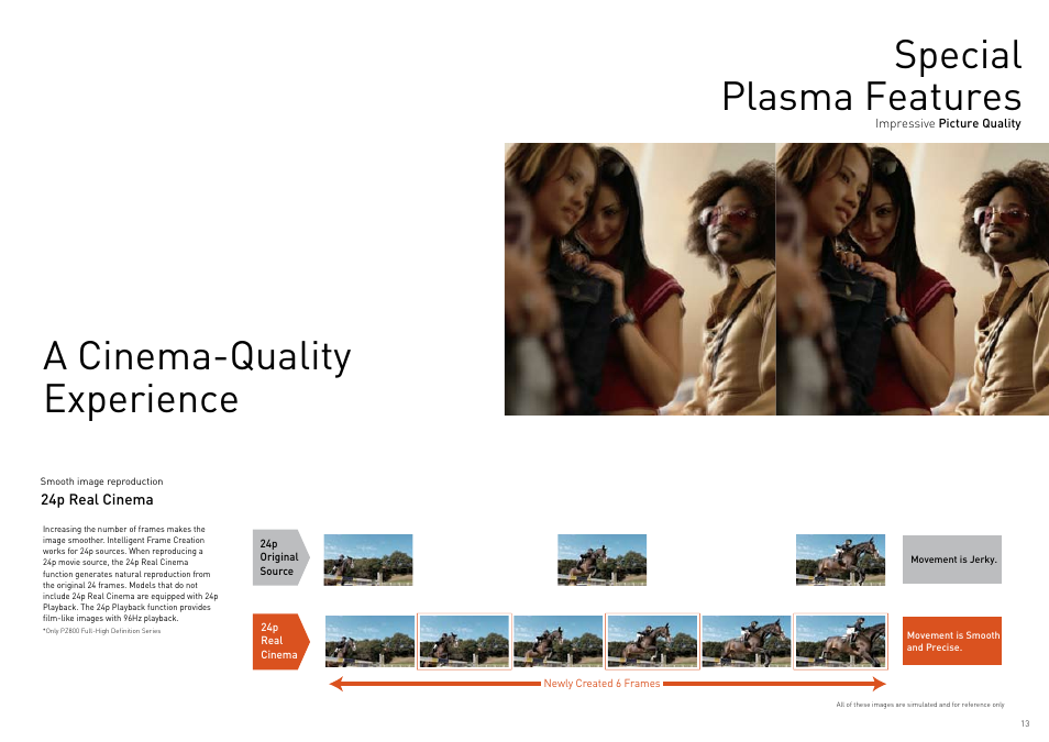 Crisp, clear, real-life colours, A cinema-quality experience, Special plasma features | Panasonic Viera TY-WK42PR4W User Manual | Page 13 / 52