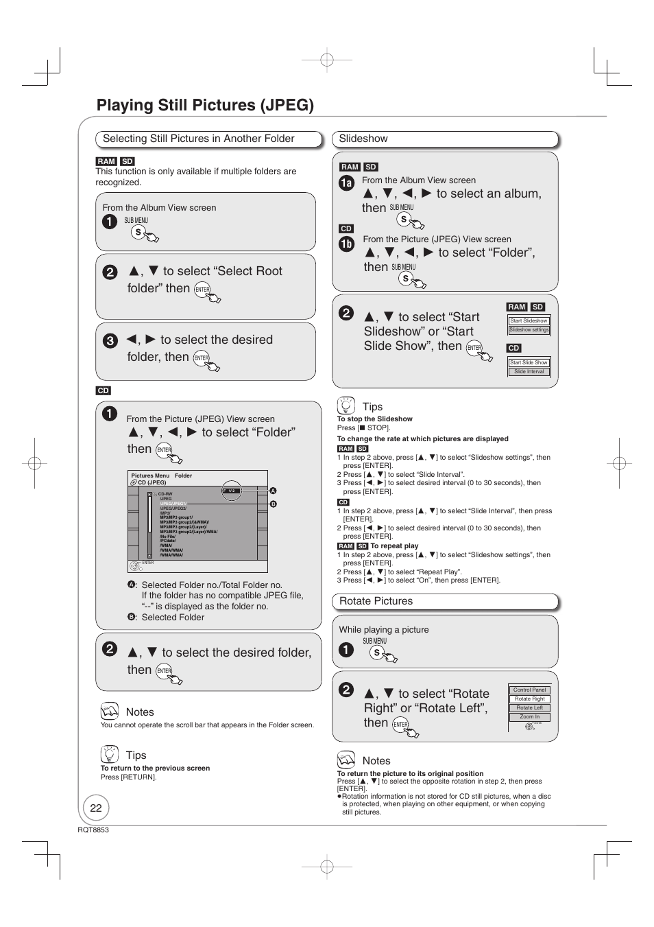 Playing still pictures (jpeg) | Panasonic DIGA DMR-EZ47V User Manual | Page 22 / 100
