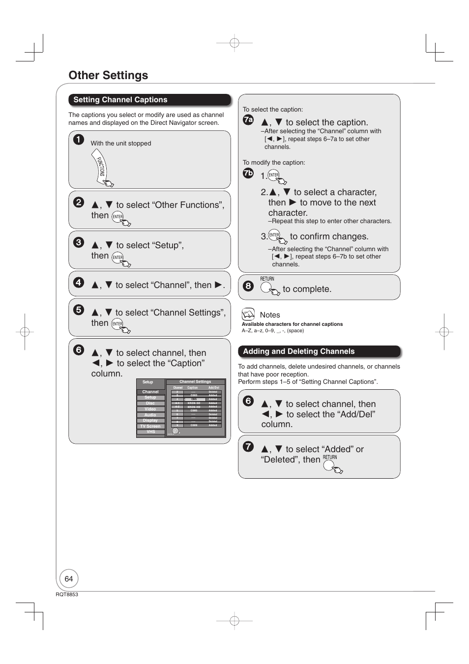 Other settings | Panasonic DIGA DMR-EZ47V User Manual | Page 64 / 100