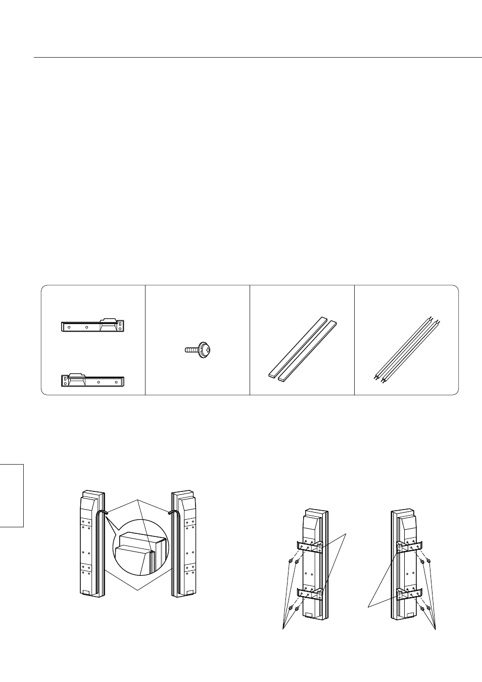 Tilbehør sikkerhedsforanstaltninger lnstallation, Fastgør skumstrimlerne på højttalerne, Fastgør monteringsbeslagene på højttalerne | Panasonic TY-SP42P5-K User Manual | Page 16 / 24