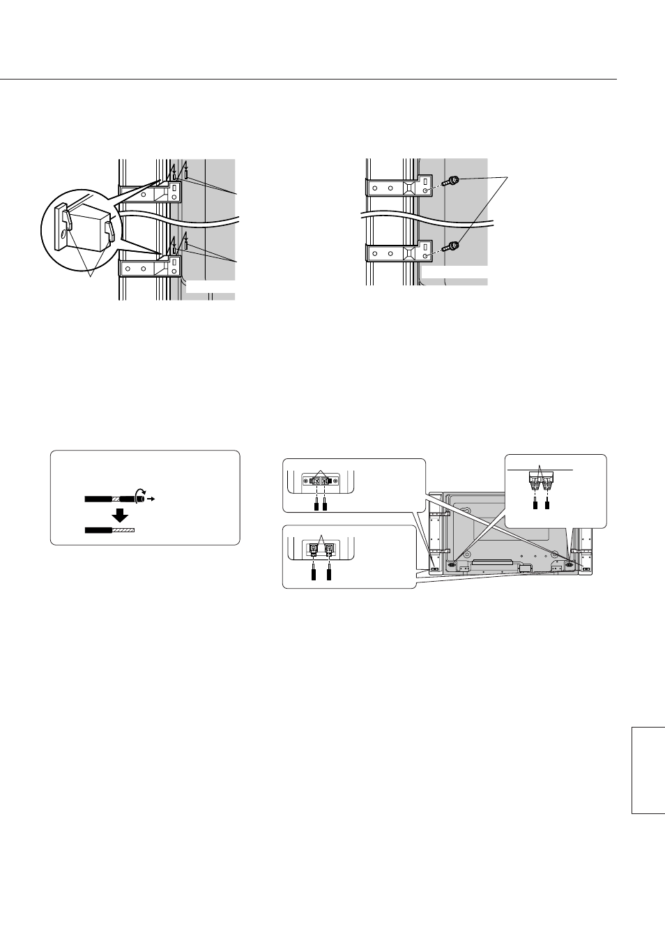 Secure the speakers in place, Attach the speakers to the wide plasma display, Connect the speaker cables | English | Panasonic TY-SP42P5-K User Manual | Page 19 / 24