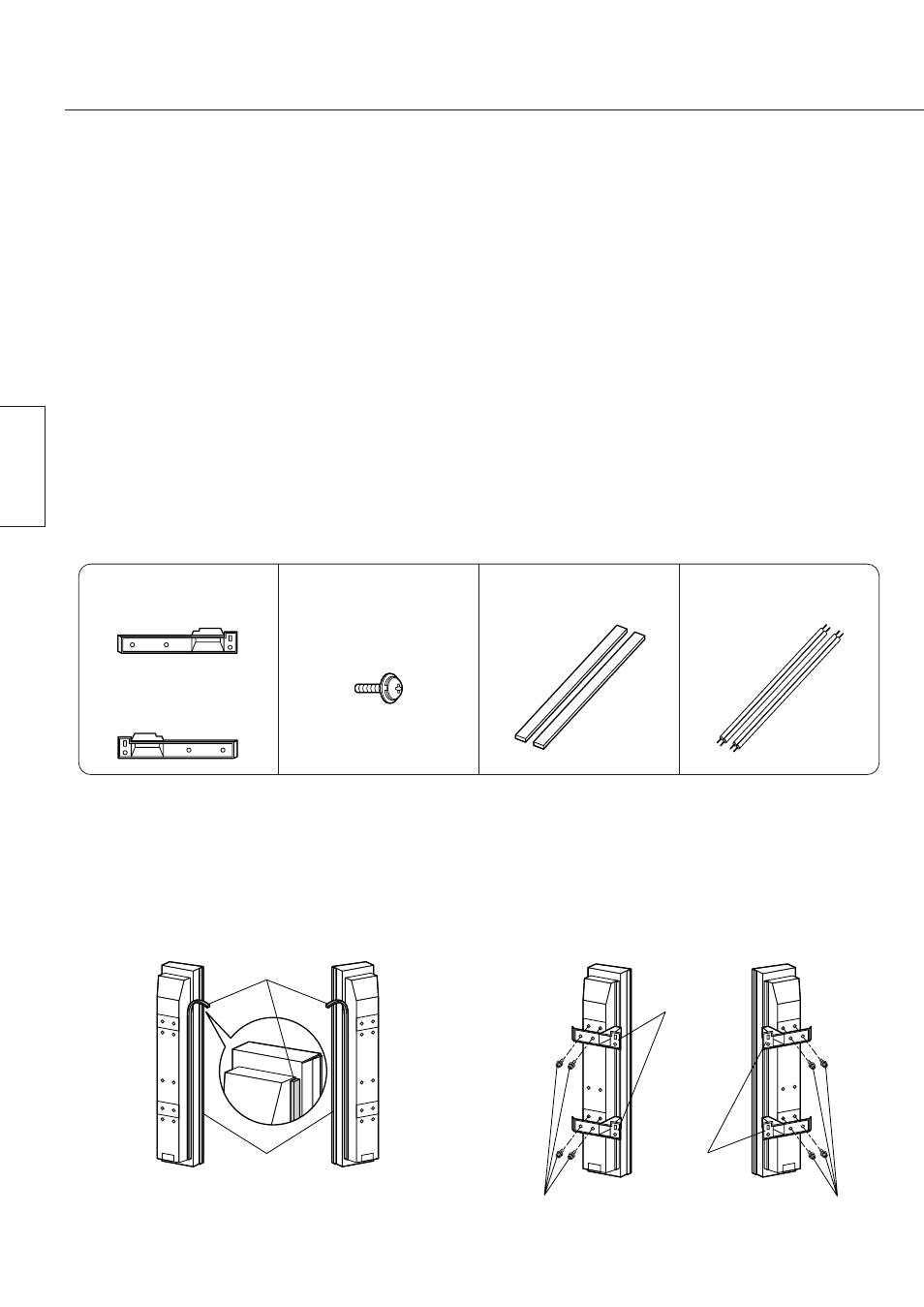 Applicare le strisce di spugna agli altoparlanti, Applicare le staffe di montaggio agli altoparlanti | Panasonic TY-SP42P5-K User Manual | Page 8 / 24