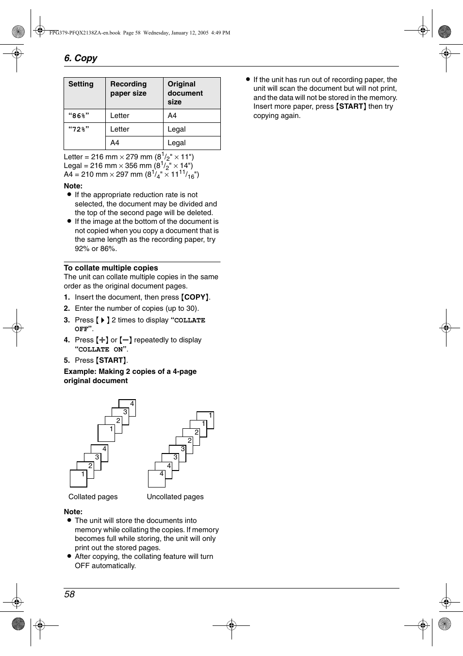 Copy 58 | Panasonic KX-FPG378 User Manual | Page 60 / 110