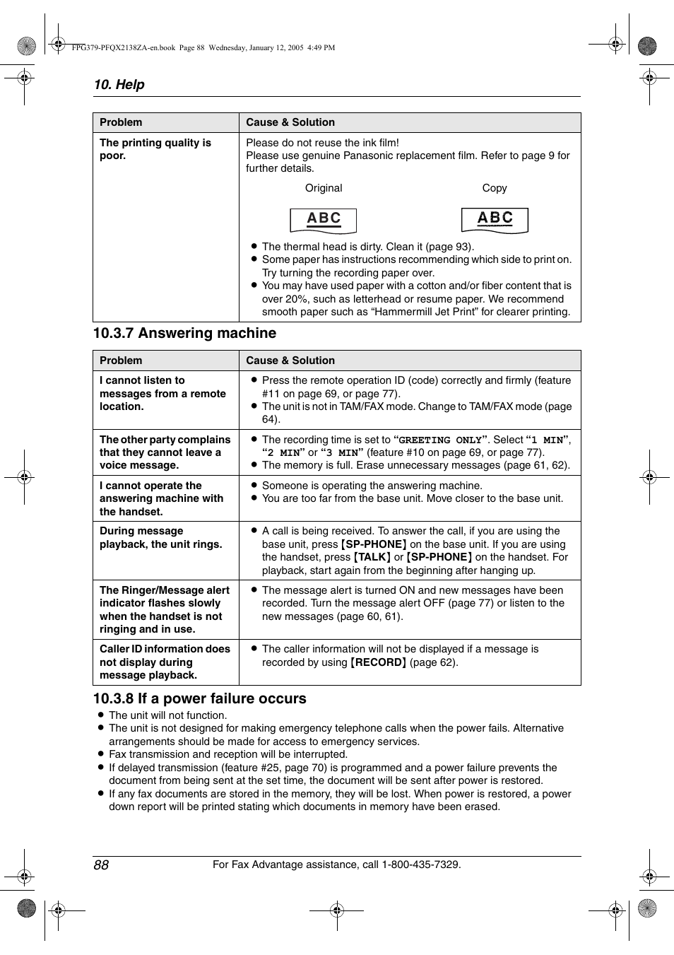 A b c, Help 88 | Panasonic KX-FPG378 User Manual | Page 90 / 110