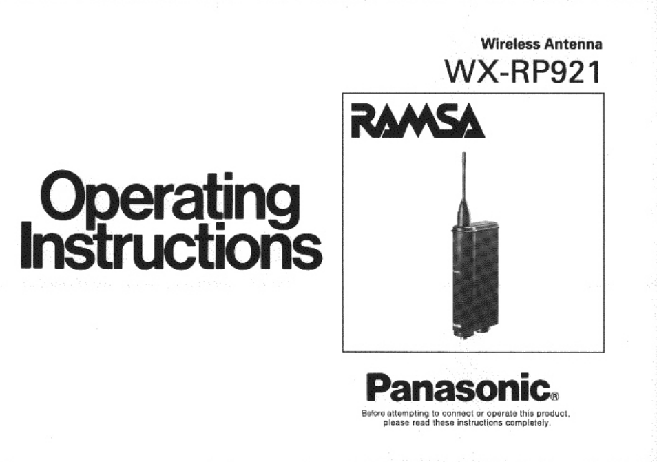 Panasonic RAMSA WX-RP921 User Manual | 10 pages