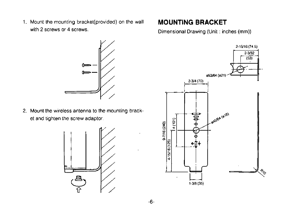 Mounting bracket | Panasonic RAMSA WX-RP921 User Manual | Page 8 / 10